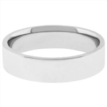 14k White Gold 4mm Flat Wedding Band Medium Weight