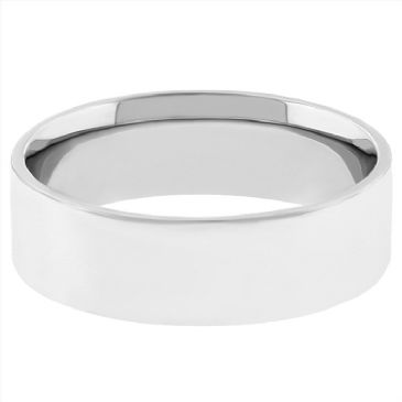 14k White Gold 5mm Flat Wedding Band Medium Weight