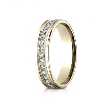 14k Yellow Gold 4mm Comfort-Fit Channel Set  Diamond Eternity Ring.