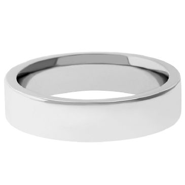 14k White Gold Comfort Fit 4mm Flat Wedding Band Heavy Weight