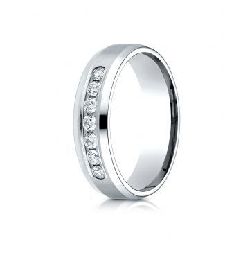 PLATINUM 6mm Comfort-Fit Channel Set 7-Stone Diamond  Ring (.42ct)
