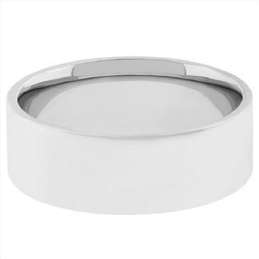 14k White Gold 6mm Flat Wedding Band Medium Weight