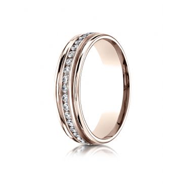 14k Rose Gold 6mm Comfort-Fit Channel Set  Diamond Eternity Ring.