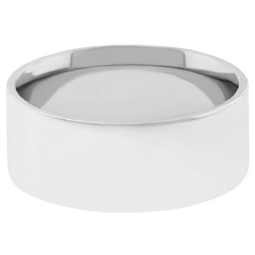 14k White Gold 7mm Flat Wedding Band Medium Weight