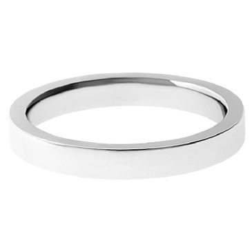 14k White Gold 3mm Flat Comfort Fit Wedding Band Heavy Weight