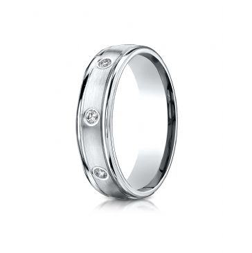 Palladium 6mm Comfort-Fit burnish Set 8-Stone Diamond Eternity Ring (.32ct)