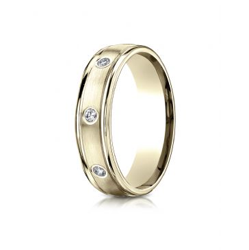 14k Yellow Gold 6mm Comfort-Fit burnish Set 8-Stone Diamond Eternity Ring (.32ct)