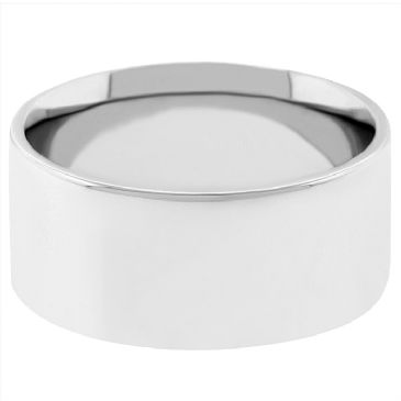 14k White Gold 8mm Flat Wedding Band Medium Weight