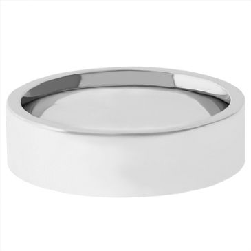 14k White Gold 5mm Comfort Fit Flat Wedding Band Heavy Weight