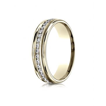 14k Yellow Gold 6mm Comfort-Fit Channel Set  Diamond Eternity Ring.