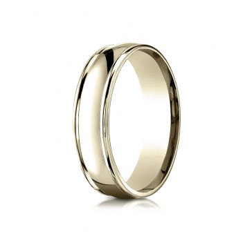 14k Yellow Gold 6mm Comfort-Fit  high polish finish round edge Design band