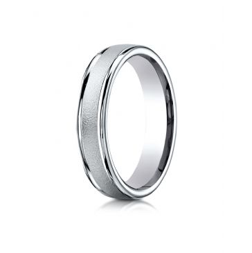 Palladium 4mm Comfort-Fit Wired-Finished High Polished Round Edge Carved Design Band