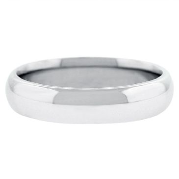 18k White Gold 5mm Comfort Fit Dome Wedding Band Heavy Weight