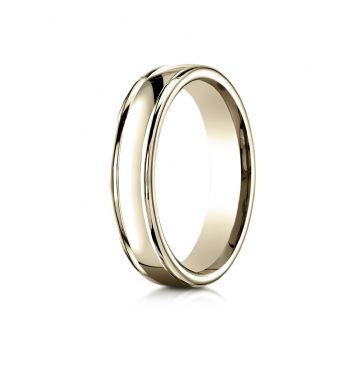 14k Yellow Gold 4mm Comfort-Fit Satin-Finished high polish finish round edge Design band