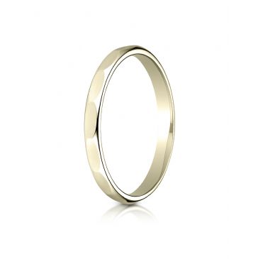 14k Yellow Gold 2mm High Polished Faceted Design Band