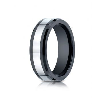 Cobaltchrome7mm Comfort-Fit Ceramic Beveled Edge Design Ring