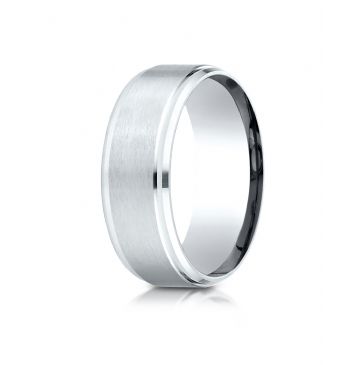 Palladium  8mm Comfort-Fit Satin-Finished Drop Beveled Edge Carved Design Band