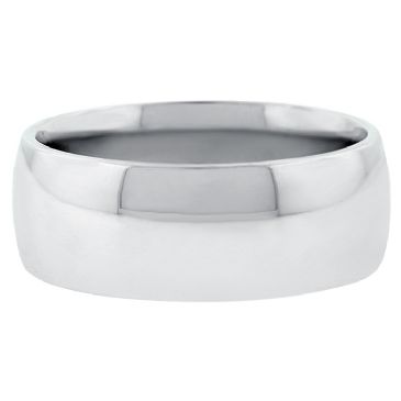 18k White Gold 8mm Comfort Fit Dome Wedding Band Heavy Weight