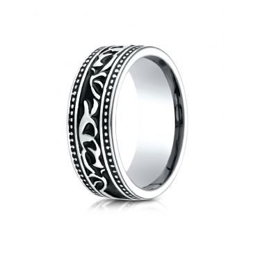 Cobaltchrome 8mm Comfort Fit Scroll Pattern Ring