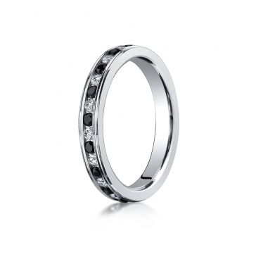 Platinum 3mm Channel Set -Stone White&Black Diamond Eternity Ring