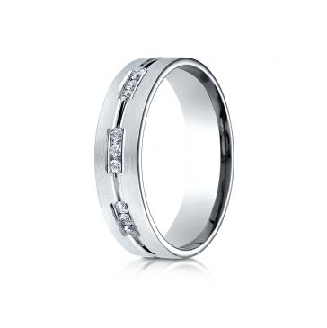 Platinum 6mm Comfort-Fit Etched Channel Set 18-Stone Diamond Eternity Ring (.36ct)