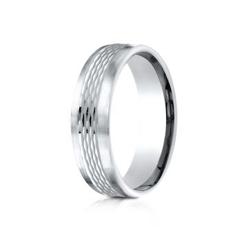 Platnium 6.5mm Comfort-Fit Mesh Center Satin Finish Edge Design Band