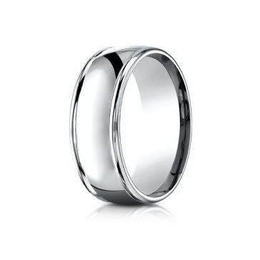 Platinum 8mm Comfort-Fit  high polish finish round edge Design band