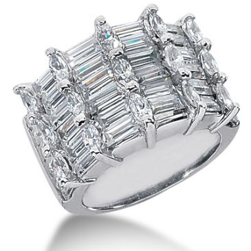 14K Crown Marquise, Straight Baguette Diamond Anniversary Ring (6.9ctw.)