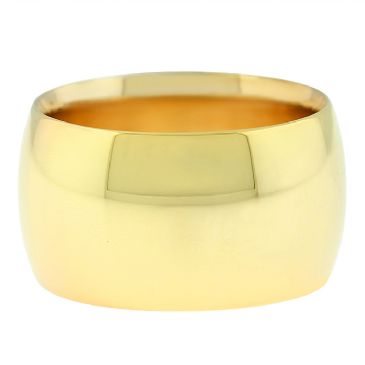 18k Yellow Gold 12mm Comfort Fit Dome Wedding Band Heavy Weight