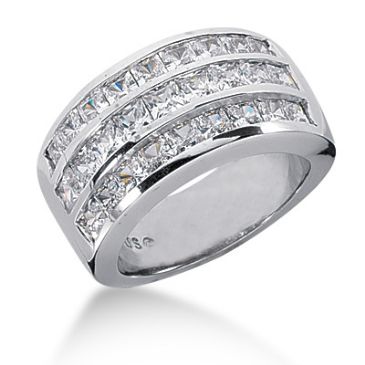 14K Three Row Princess Cut Diamond Anniversary Ring (2.6ctw.)