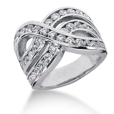 14K Swirled Wave Round Brilliant Diamond Anniversary