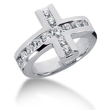 14K Cross, Round Brilliant Diamond Anniversary Ring (1.01ctw.)