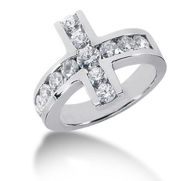 14K Horizontal Cross, Round Brilliant Diamond Anniversary Ring (1.25ctw.)