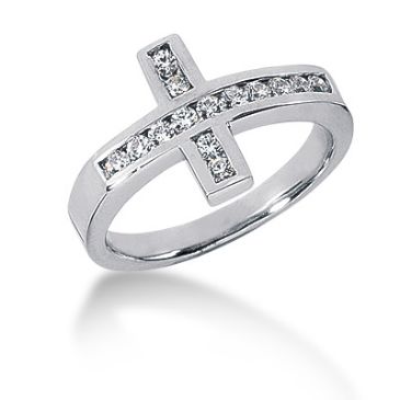 14K Cross Design Round Brilliant Diamond Anniversary Ring (0.28ctw.)