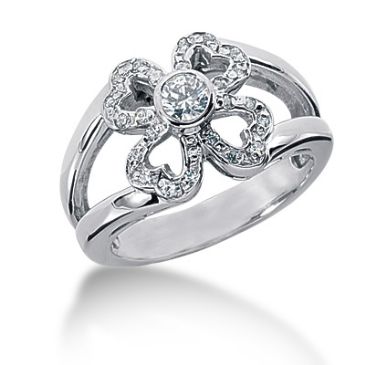 14K Heart Flower Round Brilliant Diamond Anniversary Ring (0.38ctw.)