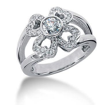 14k Heart Design Round Brilliant Diamond Anniversary Ring (0.63ctw.)