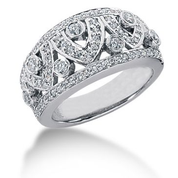 14K Open Wave Round Brilliant Diamond Anniversary Ring (0.89ctw.)