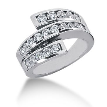 14K Wide Spiraled Round Brilliant Diamond Anniversary Ring (0.9ctw.)