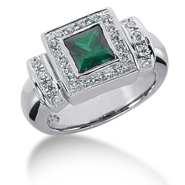 14K Emerald Princess Cut Diamond Anniversary Ring (0.42ctw.)