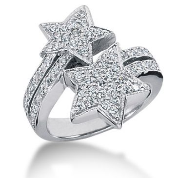 14K Shooting Star Styled Round Brilliant Diamond Anniversary Ring(0.94ctw.)