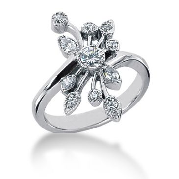 14K Spread Petals, Marquise, Round Brilliant Diamond ring (0.39ctw.)