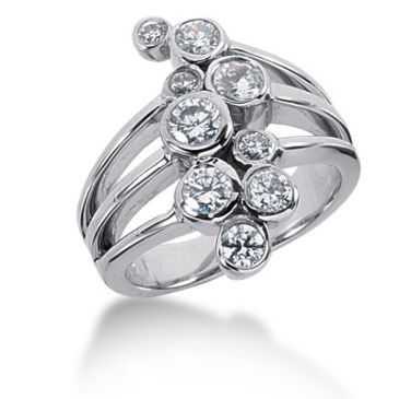 14K Bezel Set Bubbled Round Brilliant Diamonds (1.04ctw.)