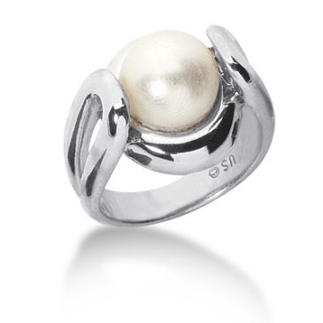 14K Round Natural Pearl Anniversary Ring (9mm)