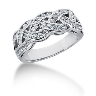 18K Thin Braided, Round Brilliant Channel Set Ring (0.88ctw.)