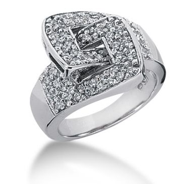 18K Wide Set Lock Round Brilliant Diamond Anniversary Ring (0.64ctw.)