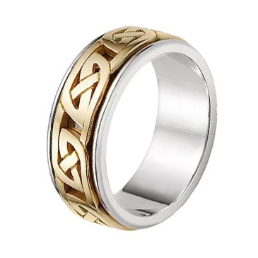 14k Gold Two Tone Celtic Knot Wedding Band 4017