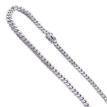 8.4mm 14K White Gold Miami Cuban Link Curb Chain