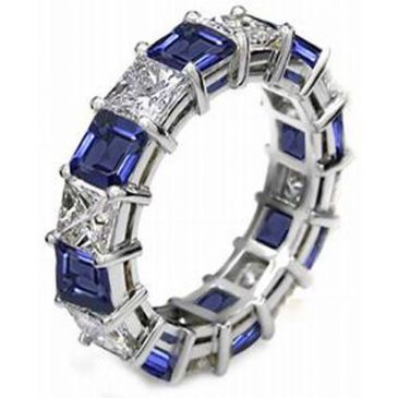 14k Shared Prong 2.70 Carat Sapphire & Diamond Eternity Band