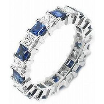 14k Shared Prong 2.00 Carat Sapphire & Diamond Eternity Band