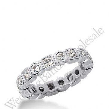 14k Gold Diamond Eternity Wedding Bands, Bezel Setting 1.00 ctw. DEB19814K